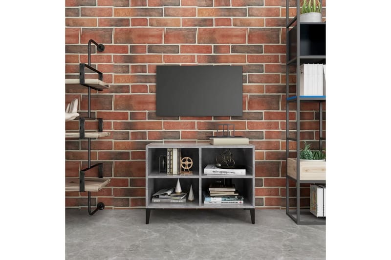 TV-taso metallijaloilla betoninharmaa 69,5x30x50 cm - Huonekalut - TV- & Mediakalusteet - Tv taso & Mediataso