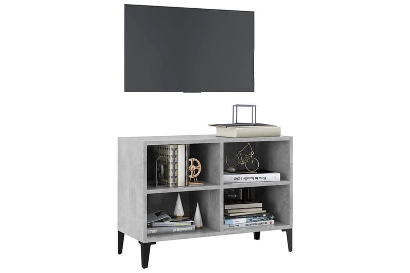 TV-taso metallijaloilla betoninharmaa 69,5x30x50 cm - Huonekalut - TV- & Mediakalusteet - Tv taso & Mediataso