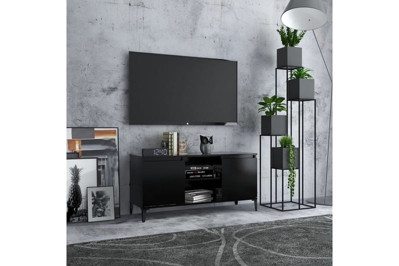 TV-taso metallijaloilla musta 103,5x35x50 cm - Musta - Huonekalut - TV- & Mediakalusteet - Tv taso & Mediataso