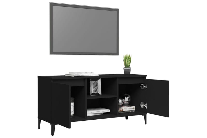 TV-taso metallijaloilla musta 103,5x35x50 cm - Musta - Huonekalut - TV- & Mediakalusteet - Tv taso & Mediataso