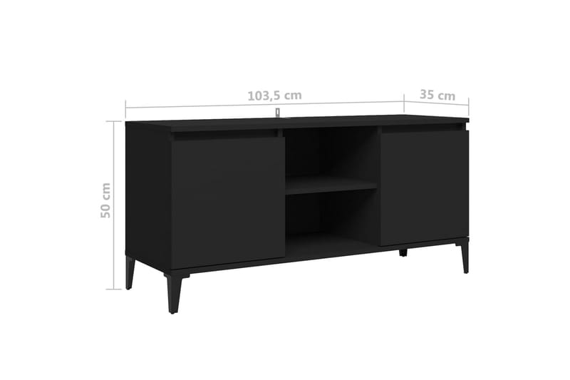 TV-taso metallijaloilla musta 103,5x35x50 cm - Musta - Huonekalut - TV- & Mediakalusteet - Tv taso & Mediataso