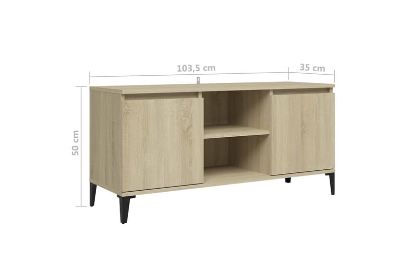 TV-taso metallijaloilla Sonoma-tammi 103,5x35x50 cm - Ruskea - Huonekalut - TV- & Mediakalusteet - Tv taso & Mediataso