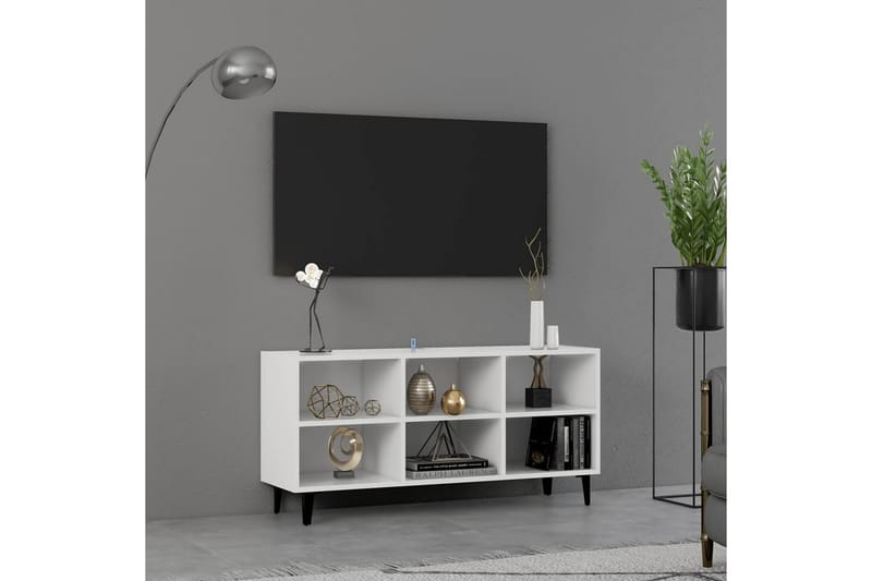 TV-taso metallijaloilla valkoinen 103,5x30x50 cm - Huonekalut - TV- & Mediakalusteet - Tv taso & Mediataso