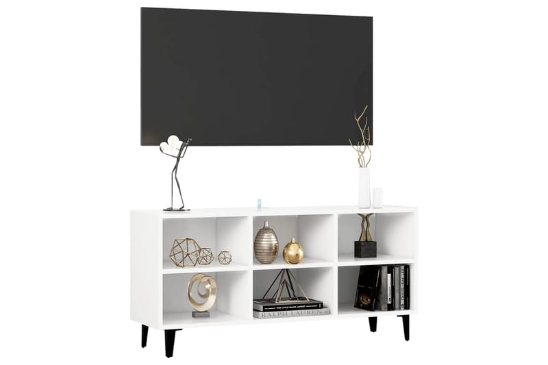 TV-taso metallijaloilla valkoinen 103,5x30x50 cm - Huonekalut - TV- & Mediakalusteet - Tv taso & Mediataso