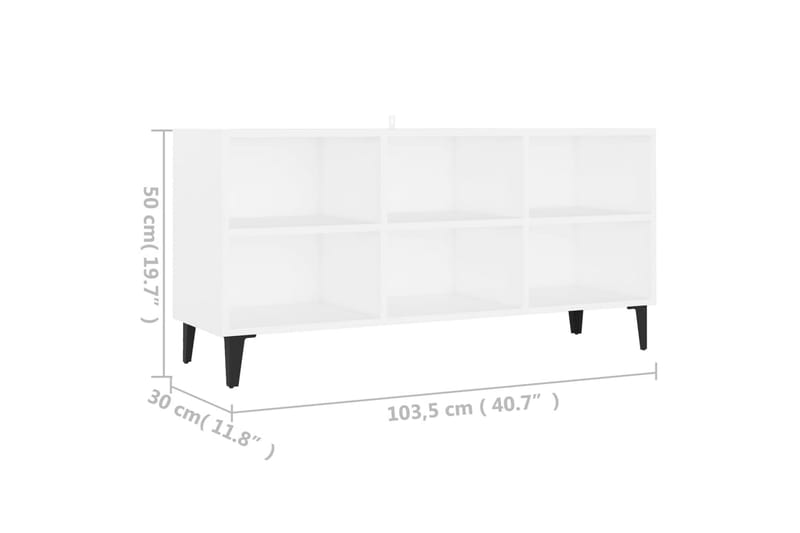 TV-taso metallijaloilla valkoinen 103,5x30x50 cm - Huonekalut - TV- & Mediakalusteet - Tv taso & Mediataso