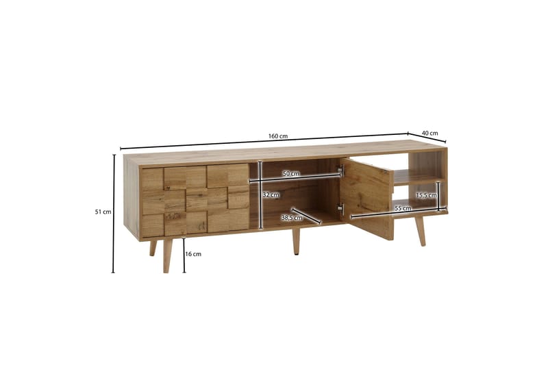 TV-taso Mexus 51x160 cm Suorakaide - Ruskea - Huonekalut - TV- & Mediakalusteet - Tv taso & Mediataso