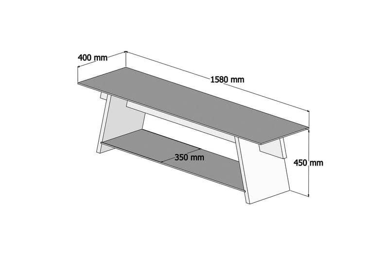 TV-taso Meyling 158 cm - Pähkinä/Vihreä - Tv taso & Mediataso