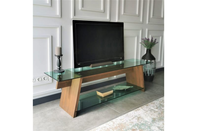 TV-taso Meyling 158 cm - Pähkinä/Vihreä - Huonekalut - TV- & Mediakalusteet - Tv taso & Mediataso