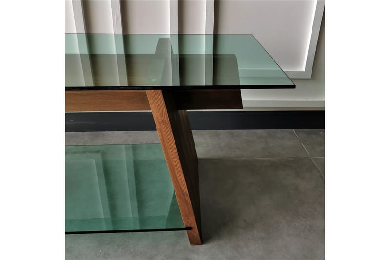 TV-taso Meyling 158 cm - Pähkinä/Vihreä - Huonekalut - TV- & Mediakalusteet - Tv taso & Mediataso