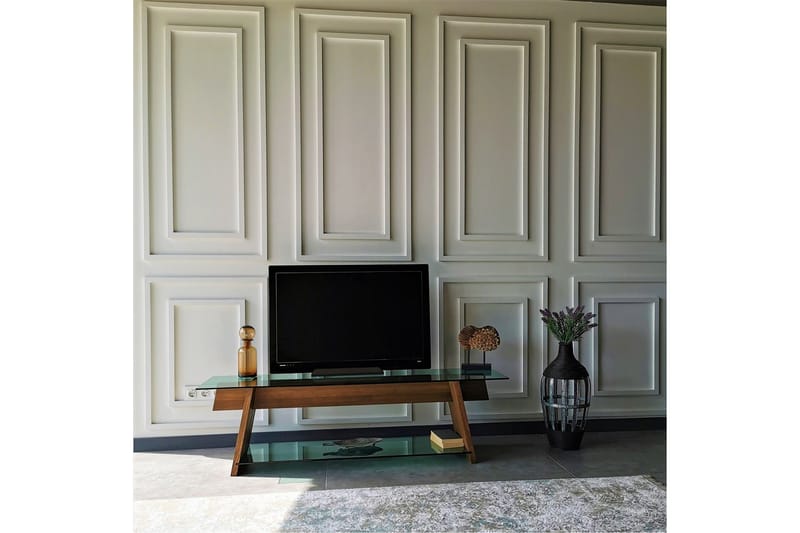 TV-taso Meyling 158 cm - Pähkinä/Vihreä - Huonekalut - TV- & Mediakalusteet - Tv taso & Mediataso