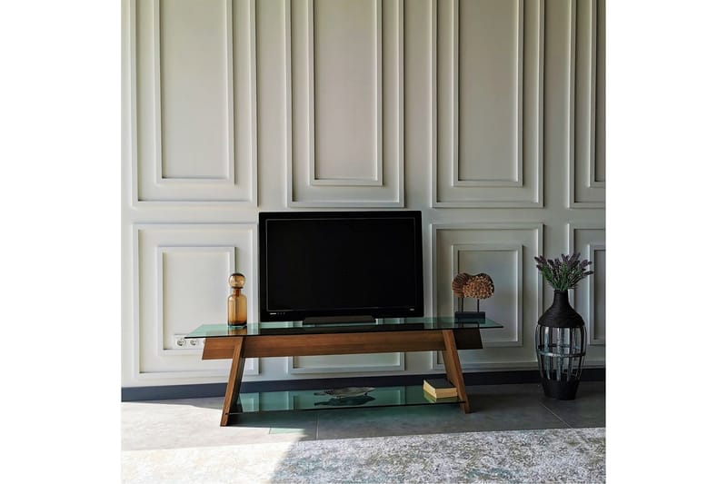 TV-taso Meyling 158 cm - Pähkinä/Vihreä - Huonekalut - TV- & Mediakalusteet - Tv taso & Mediataso