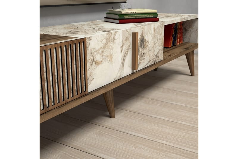 TV-taso Milanda 180 cm - Tummanruskea/Valkoinen - Huonekalut - TV- & Mediakalusteet - Tv taso & Mediataso