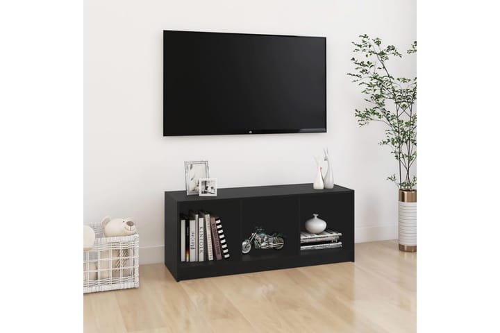 TV-taso musta 104x33x41 cm täysi mänty - Musta - Tv taso & Mediataso