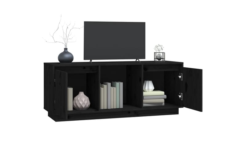 TV-taso musta 110,5x35x44 cm täysi mänty - Musta - Huonekalut - TV- & Mediakalusteet - Tv taso & Mediataso
