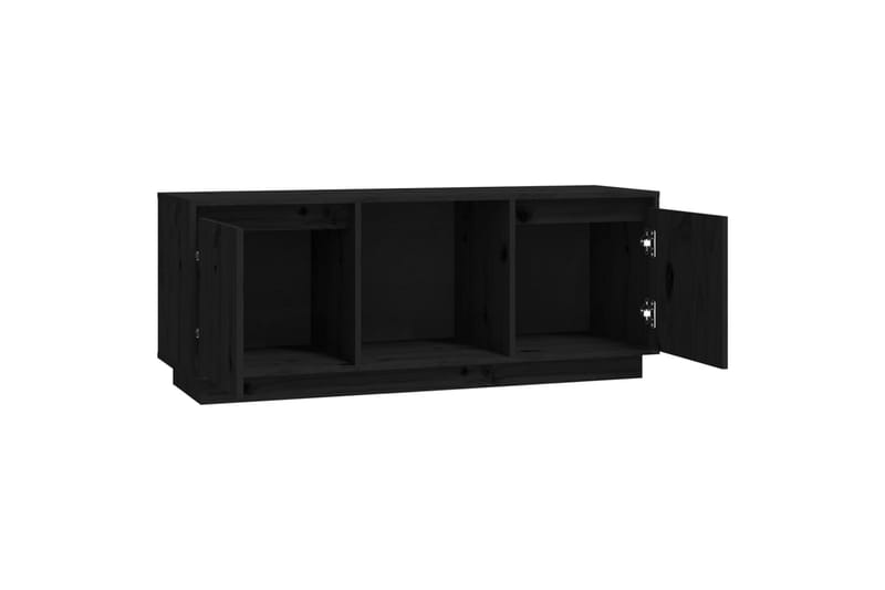 TV-taso musta 110,5x35x44 cm täysi mänty - Musta - Huonekalut - TV- & Mediakalusteet - Tv taso & Mediataso