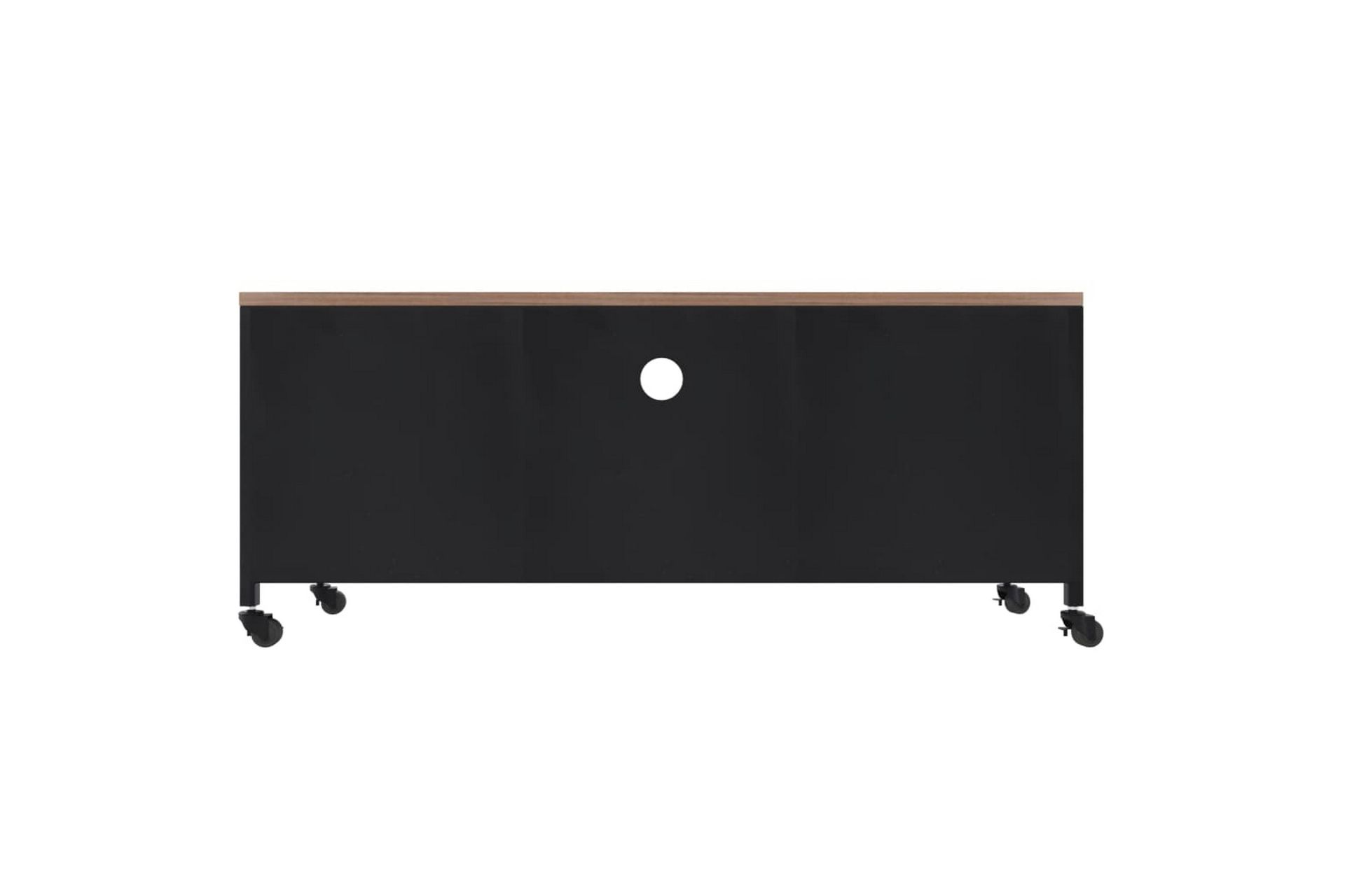 TV-taso musta 110x30x43 cm rauta ja täysi kuusi - Musta - Huonekalut - TV- & Mediakalusteet - Tv taso & Mediataso