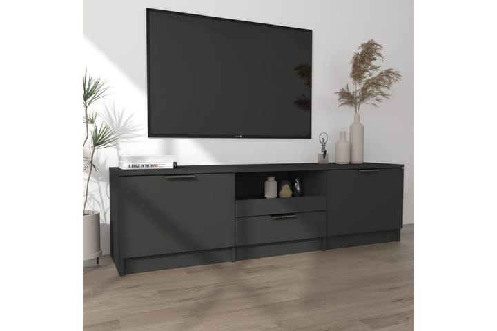 TV-taso musta 140x35x40 cm tekninen puu - Musta - Tv taso & Mediataso