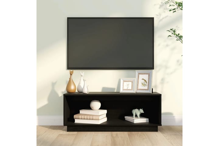 TV-taso musta 60x35x35 cm täysi mänty - Musta - Tv taso & Mediataso