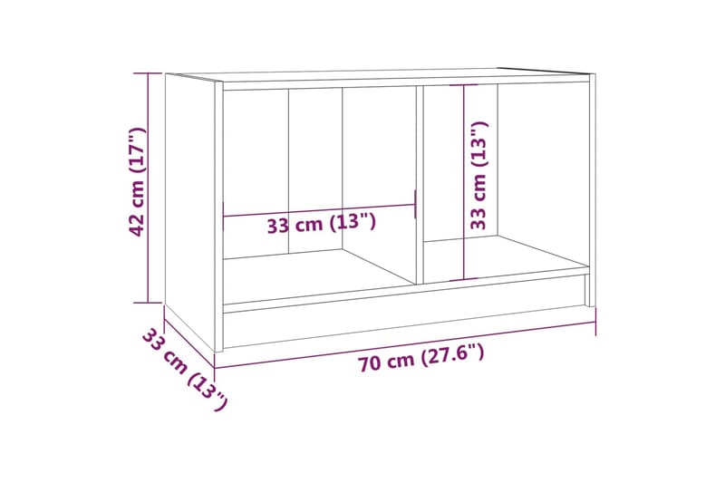 TV-taso musta 70x33x42 cm täysi mänty - Musta - Huonekalut - TV- & Mediakalusteet - Tv taso & Mediataso