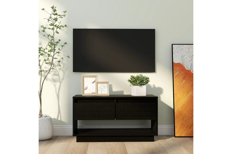 TV-taso musta 74x34x40 cm täysi mänty - Musta - Huonekalut - TV- & Mediakalusteet - Tv taso & Mediataso