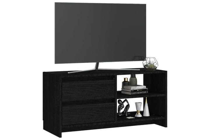TV-taso musta 80x31x39 cm täysi mänty - Musta - Tv taso & Mediataso