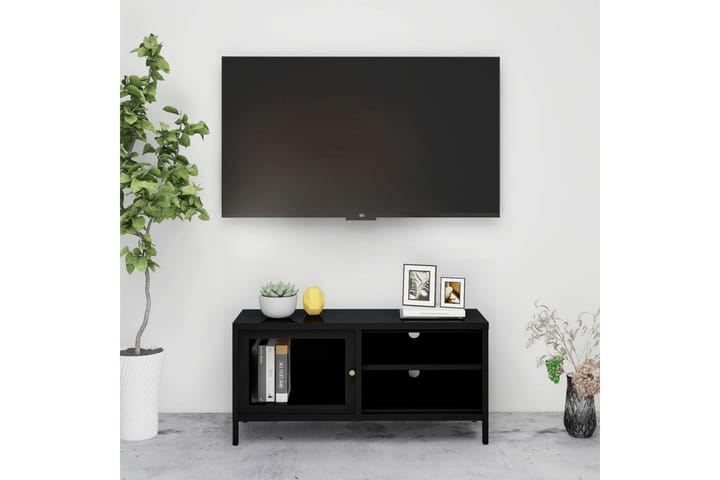 TV-taso musta 90x30x44 cm teräs ja lasi - Musta - Tv taso & Mediataso
