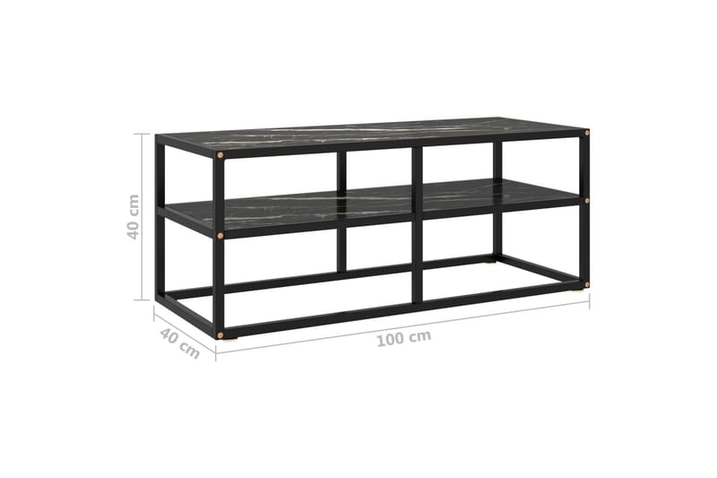TV-taso musta mustalla marmorilasilla 100x40x40 cm - Musta - Huonekalut - TV- & Mediakalusteet - Tv taso & Mediataso