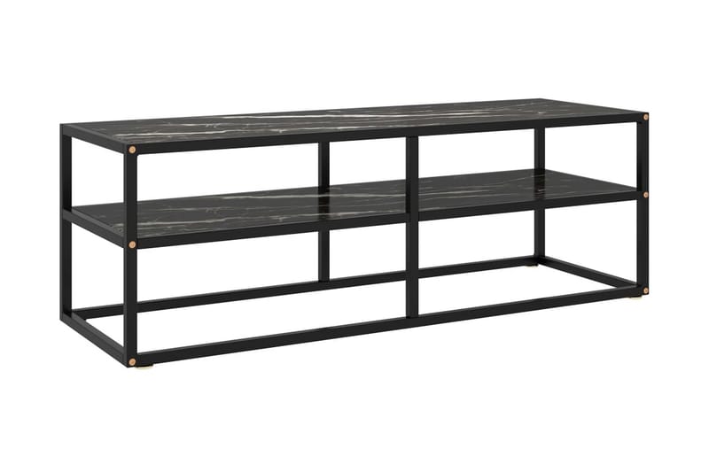 TV-taso musta mustalla marmorilasilla 120x40x40 cm - Musta - Huonekalut - TV- & Mediakalusteet - Tv taso & Mediataso