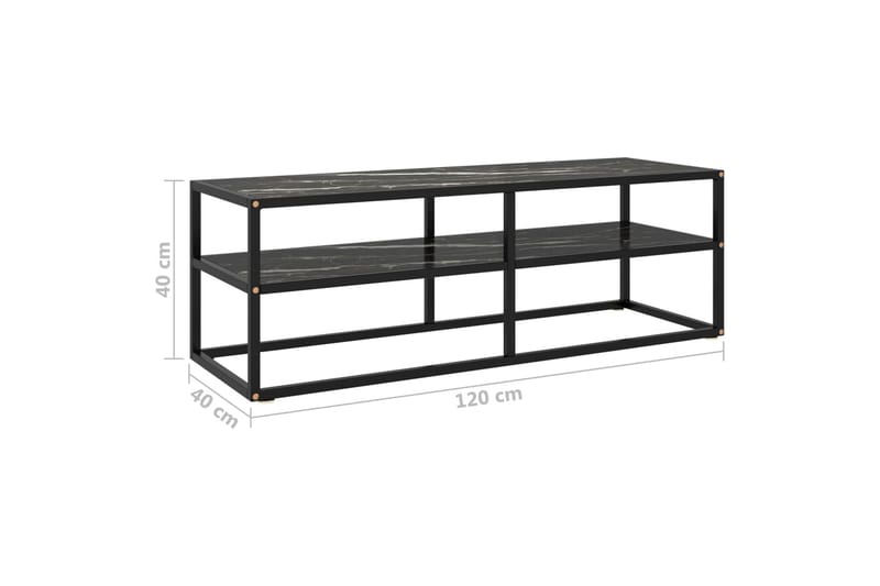 TV-taso musta mustalla marmorilasilla 120x40x40 cm - Musta - Huonekalut - TV- & Mediakalusteet - Tv taso & Mediataso
