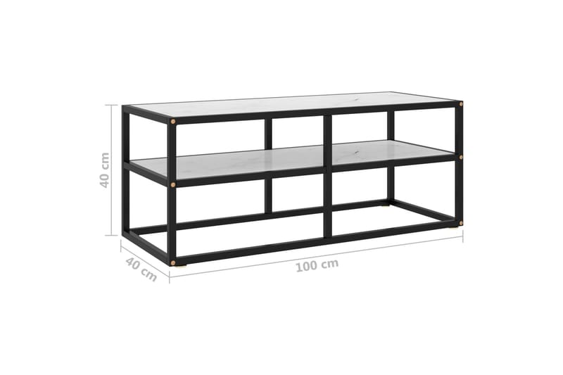 TV-taso musta valkoisella marmorilasilla 100x40x40 cm - Musta - Huonekalut - TV- & Mediakalusteet - Tv taso & Mediataso