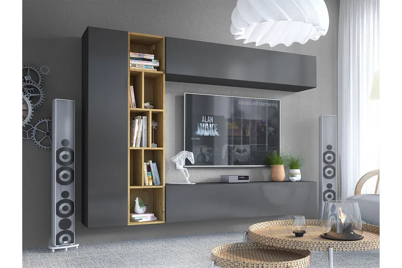 TV-Taso - Musta/Tammi - Huonekalut - TV- & Mediakalusteet - Tv taso & Mediataso