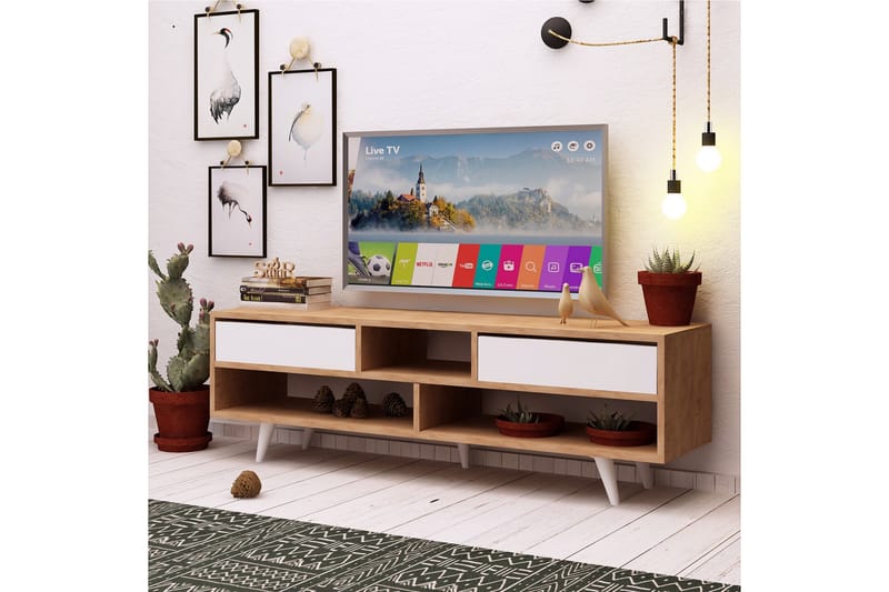 TV-taso Naidaj 140 cm - Ruskea/Valkoinen - Huonekalut - TV- & Mediakalusteet - Tv taso & Mediataso
