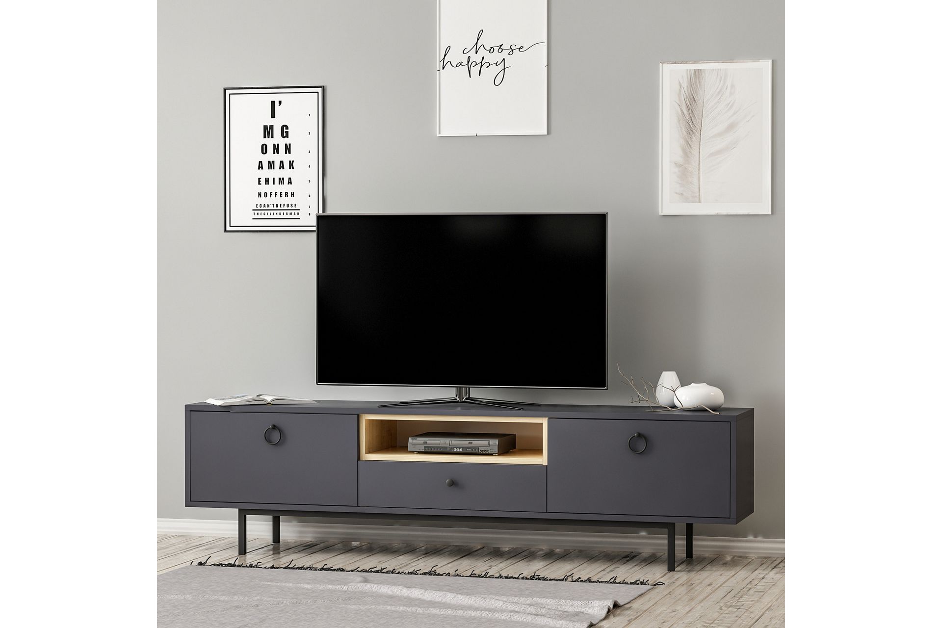 TV-taso Naturelia 180 cm - Antrasiitti - Huonekalut - TV- & Mediakalusteet - Tv taso & Mediataso
