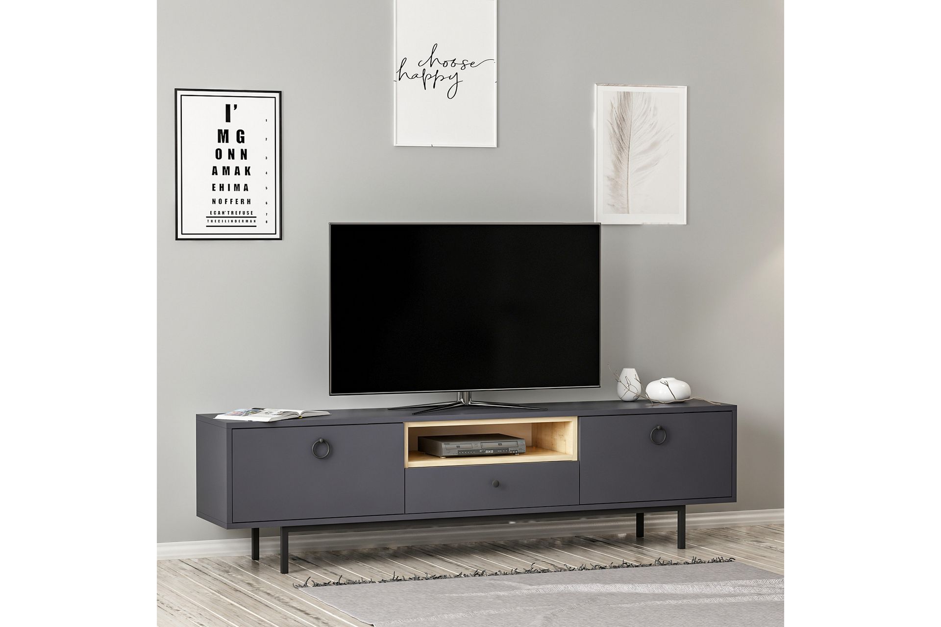 TV-taso Naturelia 180 cm - Antrasiitti - Huonekalut - TV- & Mediakalusteet - Tv taso & Mediataso