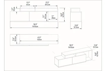 TV-taso Nexeria 150 cm - Musta/Tummanruskea - Huonekalut - TV- & Mediakalusteet - Tv taso & Mediataso