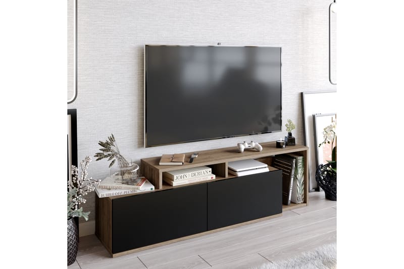 TV-taso Nexeria 150 cm - Tummanruskea/Musta - Huonekalut - TV- & Mediakalusteet - Tv taso & Mediataso