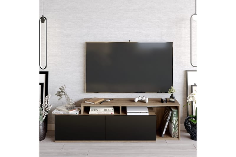 TV-taso Nexeria 150 cm - Tummanruskea/Musta - Huonekalut - TV- & Mediakalusteet - Tv taso & Mediataso