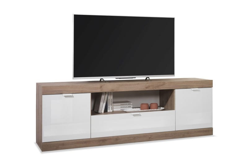 TV-taso Nickero 180 cm - Valkoinen/Ruskea - Huonekalut - TV- & Mediakalusteet - Tv taso & Mediataso