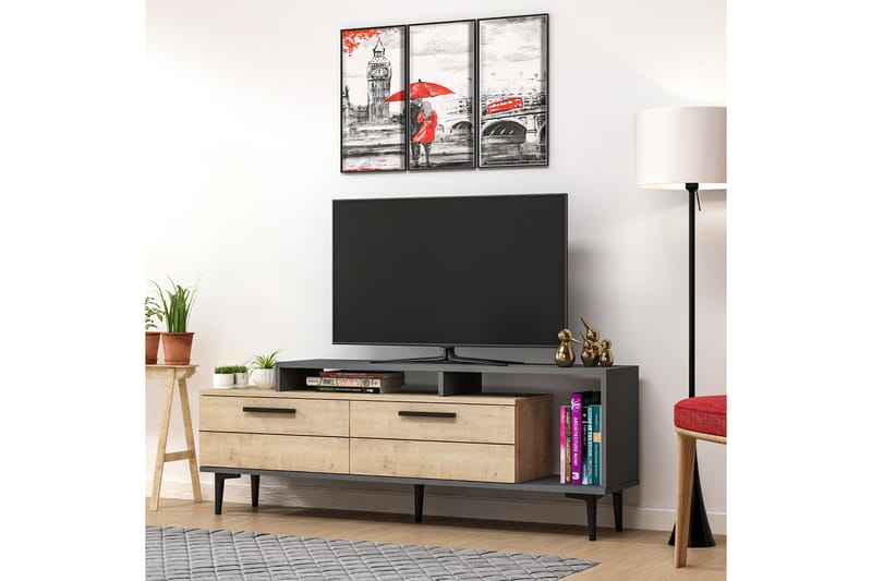 TV-taso Nivarlet 150 cm - Sininen/Luonnonväri/Antrasiitti - Huonekalut - TV- & Mediakalusteet - Tv taso & Mediataso