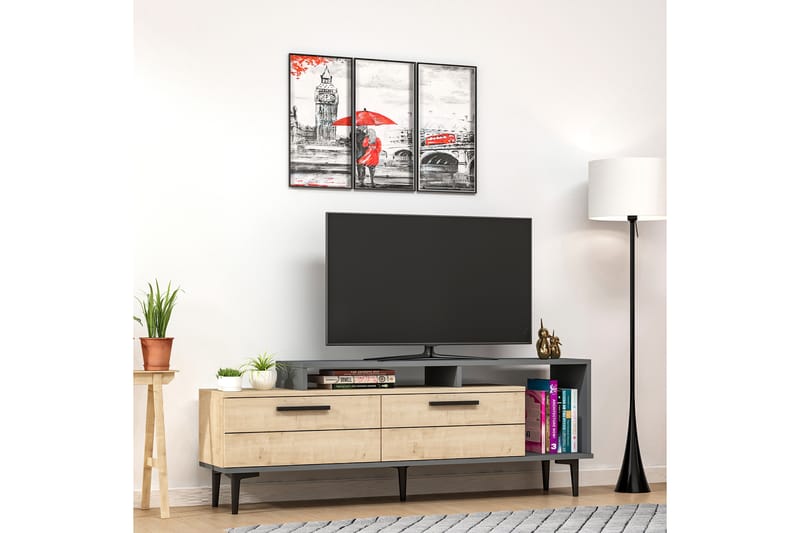 TV-taso Nivarlet 150 cm - Sininen/Luonnonväri/Antrasiitti - Huonekalut - TV- & Mediakalusteet - Tv taso & Mediataso