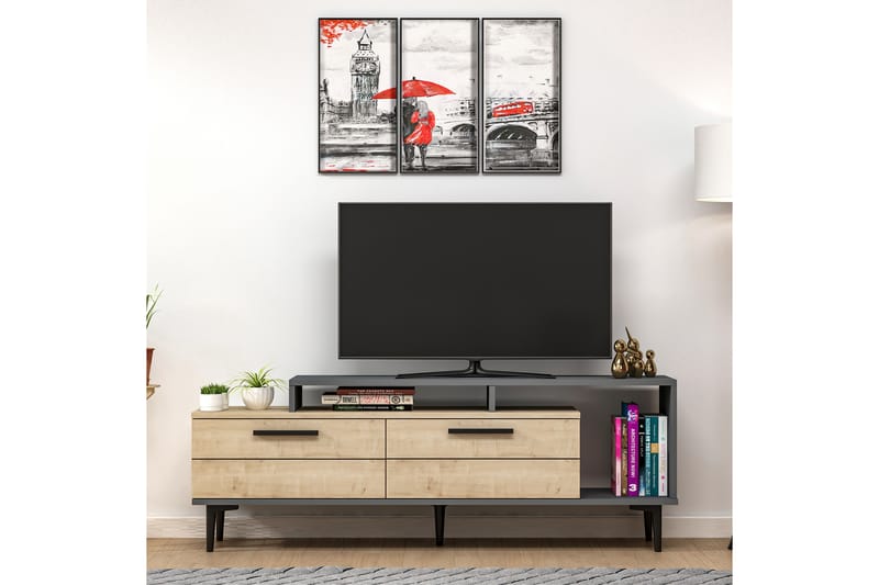 TV-taso Nivarlet 150 cm - Sininen/Luonnonväri/Antrasiitti - Huonekalut - TV- & Mediakalusteet - Tv taso & Mediataso