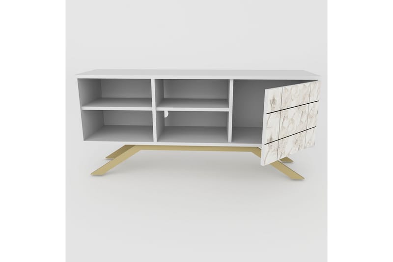 TV-taso Northeim 130 cm - Valkoinen/Kulta - Huonekalut - TV- & Mediakalusteet - Tv taso & Mediataso