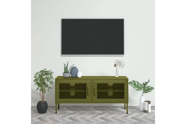 TV-taso oliivinvihreä 105x35x50 cm teräs - Tv taso & Mediataso