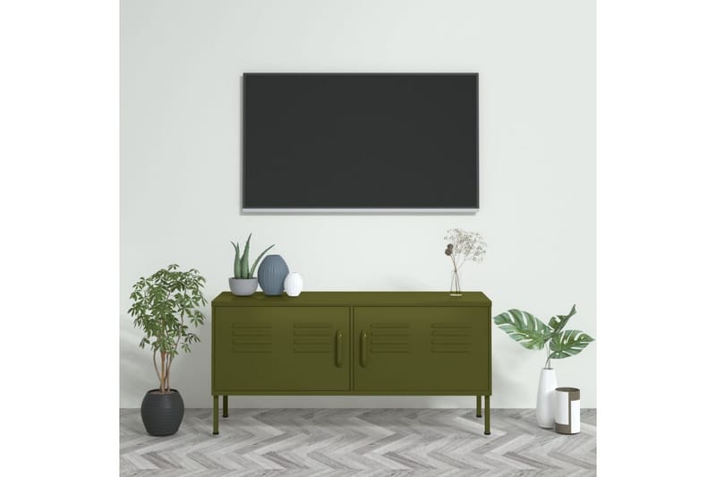 TV-taso oliivinvihreä 105x35x50 cm teräs - Huonekalut - TV- & Mediakalusteet - Tv taso & Mediataso