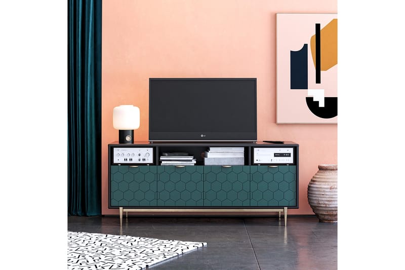TV-taso Olivia 151,4x51 cm Musta - CosmoLiving - Huonekalut - TV- & Mediakalusteet - Tv taso & Mediataso
