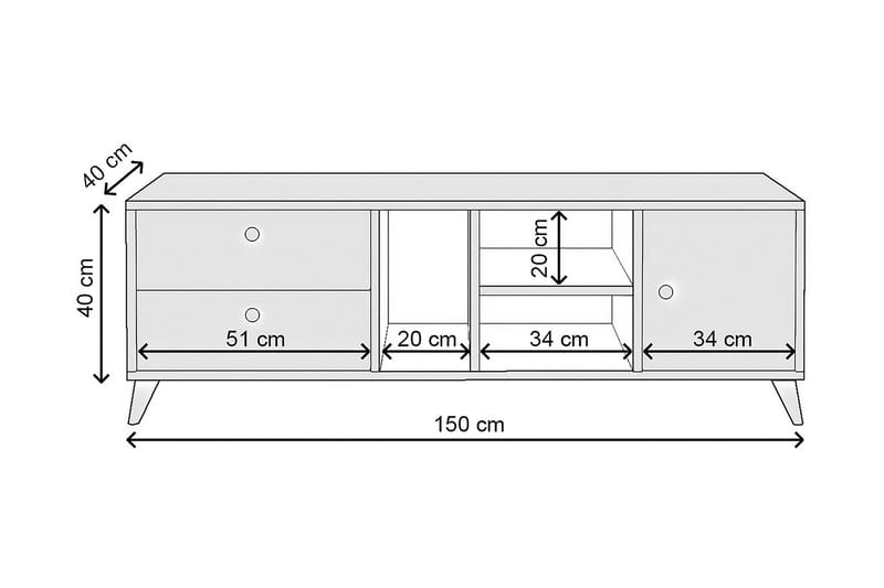 TV-taso Oxaca 150 cm - Luonnonväri - Tv taso & Mediataso