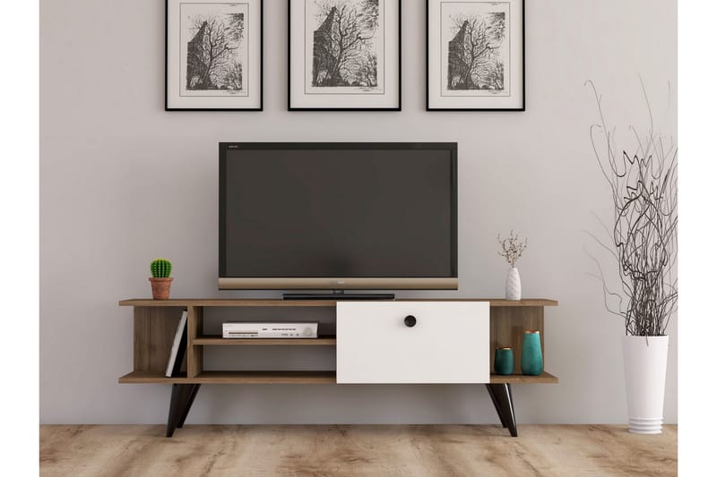 TV-taso Rechar 120 cm - Pähkinä / Valkoinen - Huonekalut - TV- & Mediakalusteet - Tv taso & Mediataso