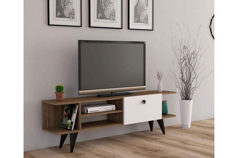 TV-taso Rechar 120 cm - Pähkinä / Valkoinen - Huonekalut - TV- & Mediakalusteet - Tv taso & Mediataso