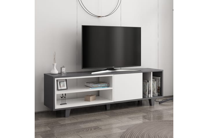 TV-taso Rosmar 160 cm - Valkoinen/Antrasiitti - Tv taso & Mediataso
