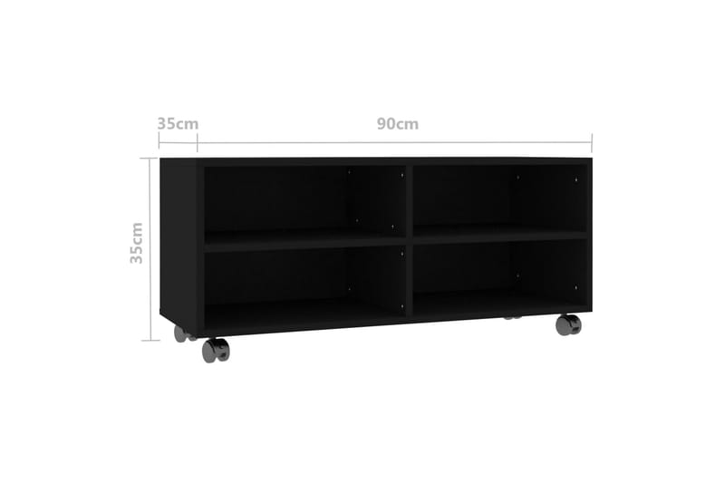 TV-taso rullapyörillä musta 90x35x35 cm lastulevy - Musta - Huonekalut - TV- & Mediakalusteet - Tv taso & Mediataso